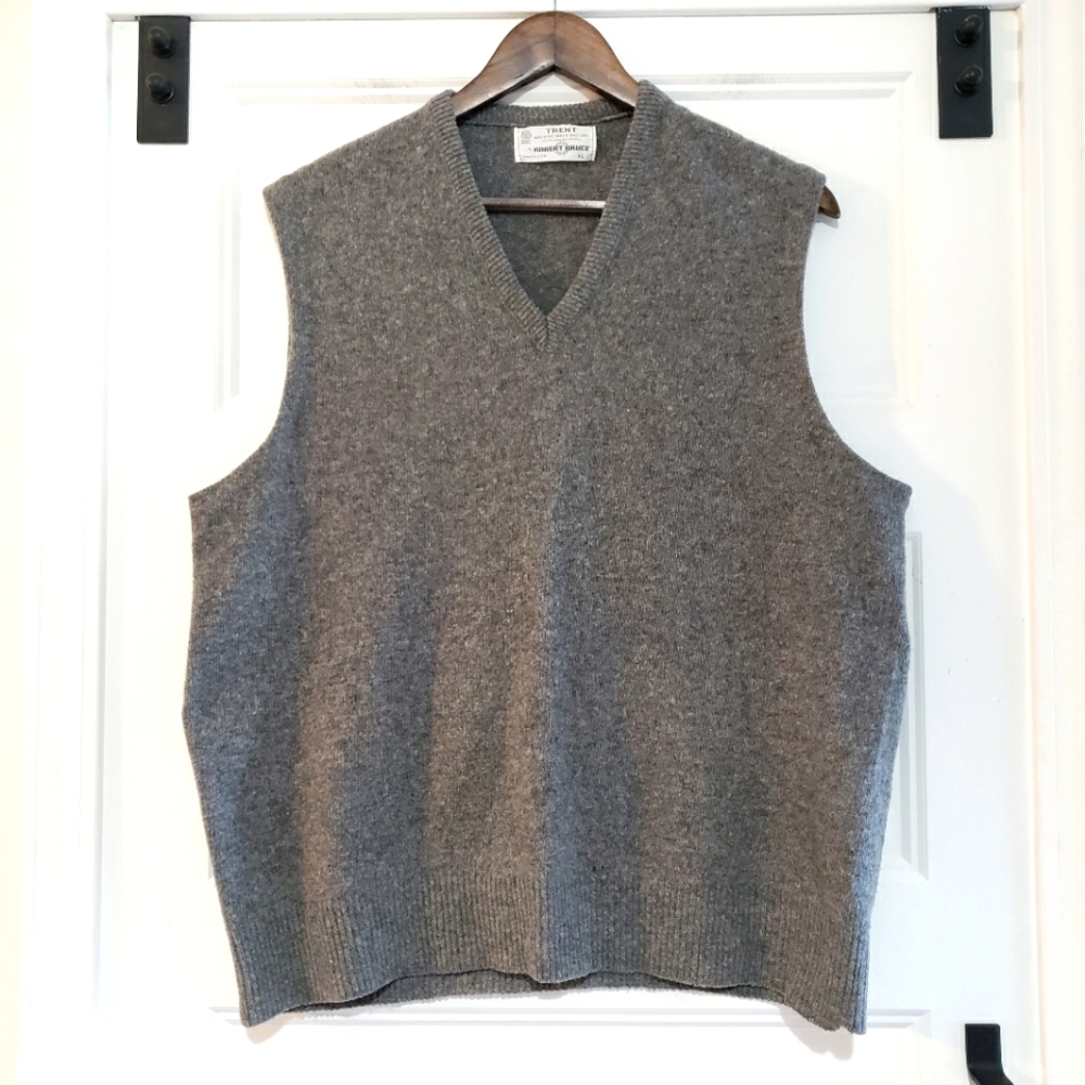 Robert Bruce Lambswool XL Sleeveless Sweater Vest Heather Grey V Neck Pullover